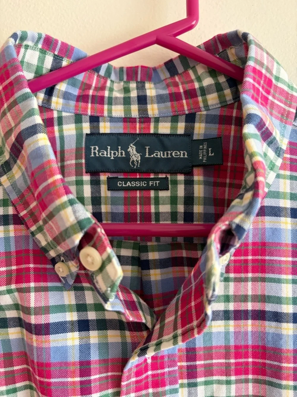 Polo by Ralph Lauren Pink and Green Plaid Button-Down Shirt